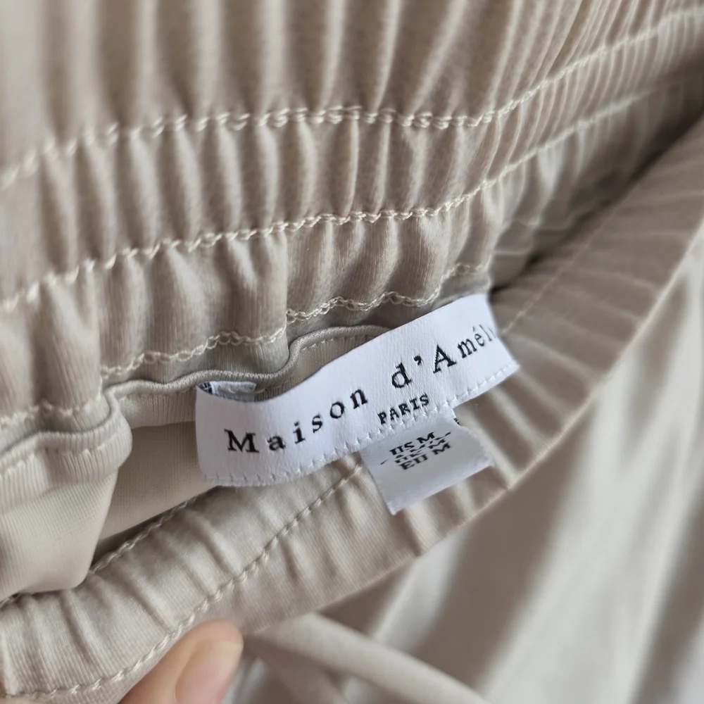 Maison d'Amelie Paris Faux Suede Drawstring Mini Skirt in Tan/Beige - Size‎ M